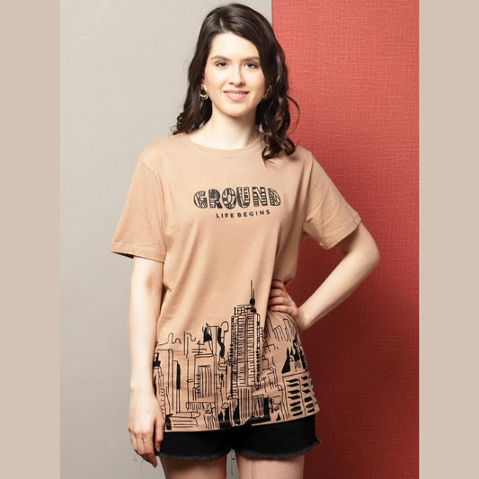 Brown t-shirt printed for women