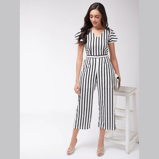 Black and white stripes jumpsuit