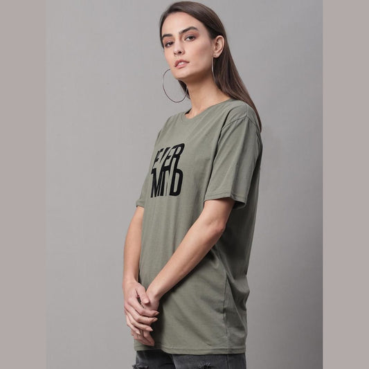 Women's Printed Green Regular T-shirt