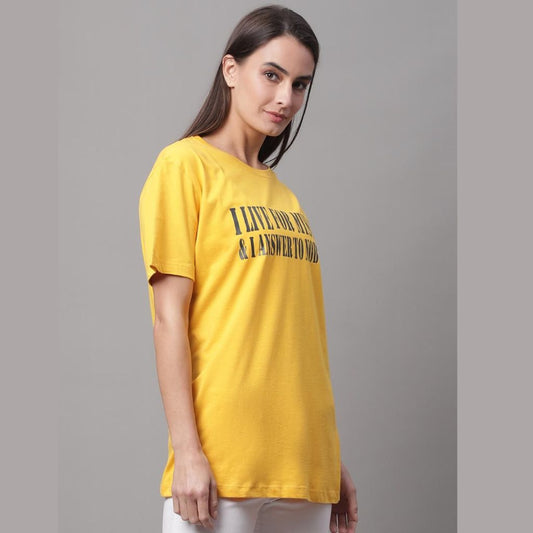 Yellow printed t-shirt for women