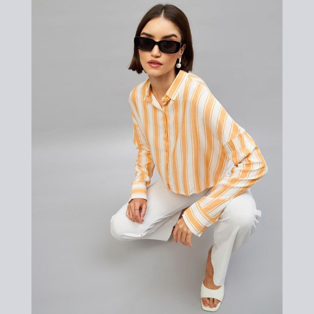orange crop shirt for women