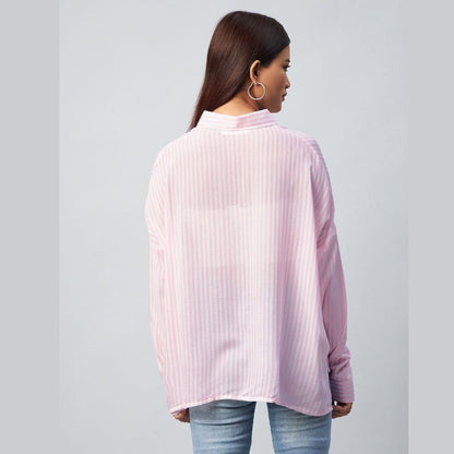 pink stripe shirt for women