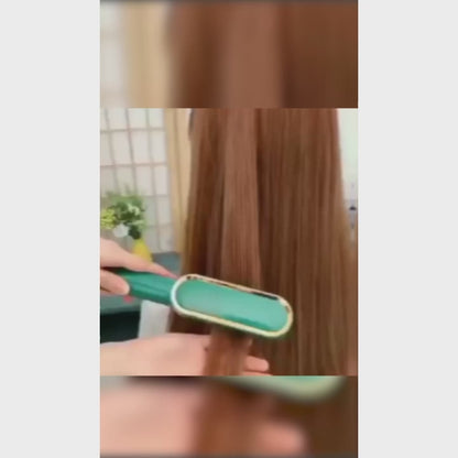 VibrantGlow Hair Straightener Comb - Effortless Styling in Lively Green