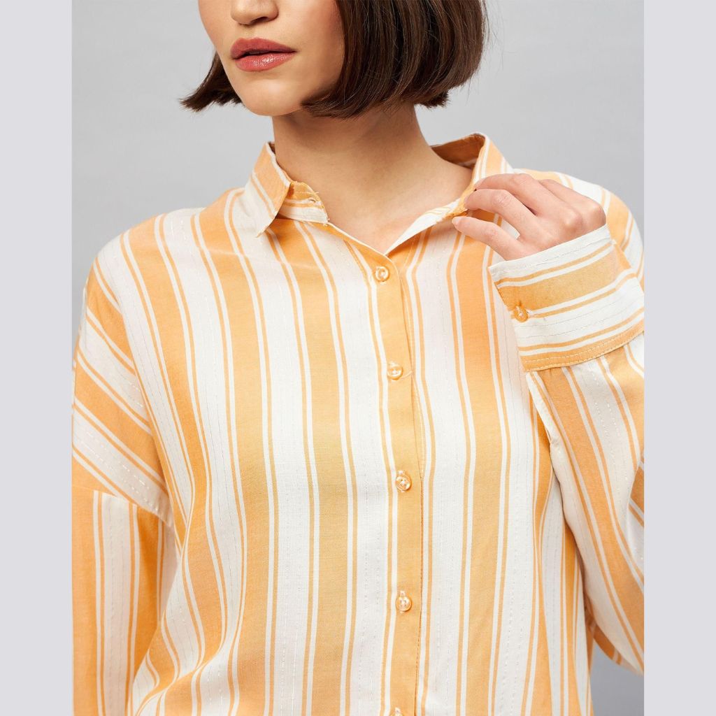 women orange crop shirt