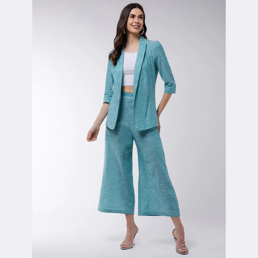 Blue blazer and pant set for women