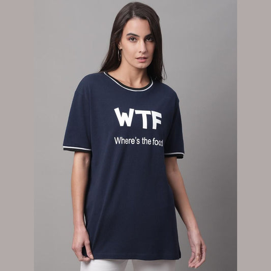 Navy blue printed t-shirt